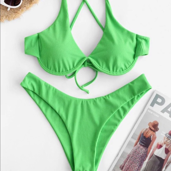 Zaful Other - 3/$25❤️ZAFUL green ribbed bikini